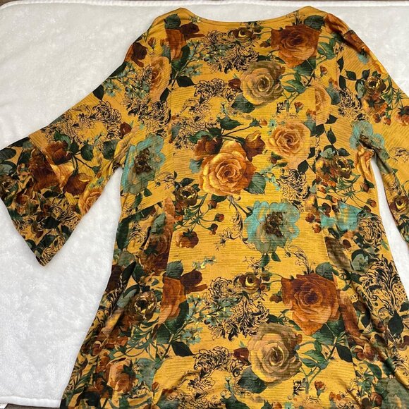 Soft Surroundings Miranda Mixte Tunic Top‎ Women's XL Viscose Embroidered Gold - Picture 10 of 11